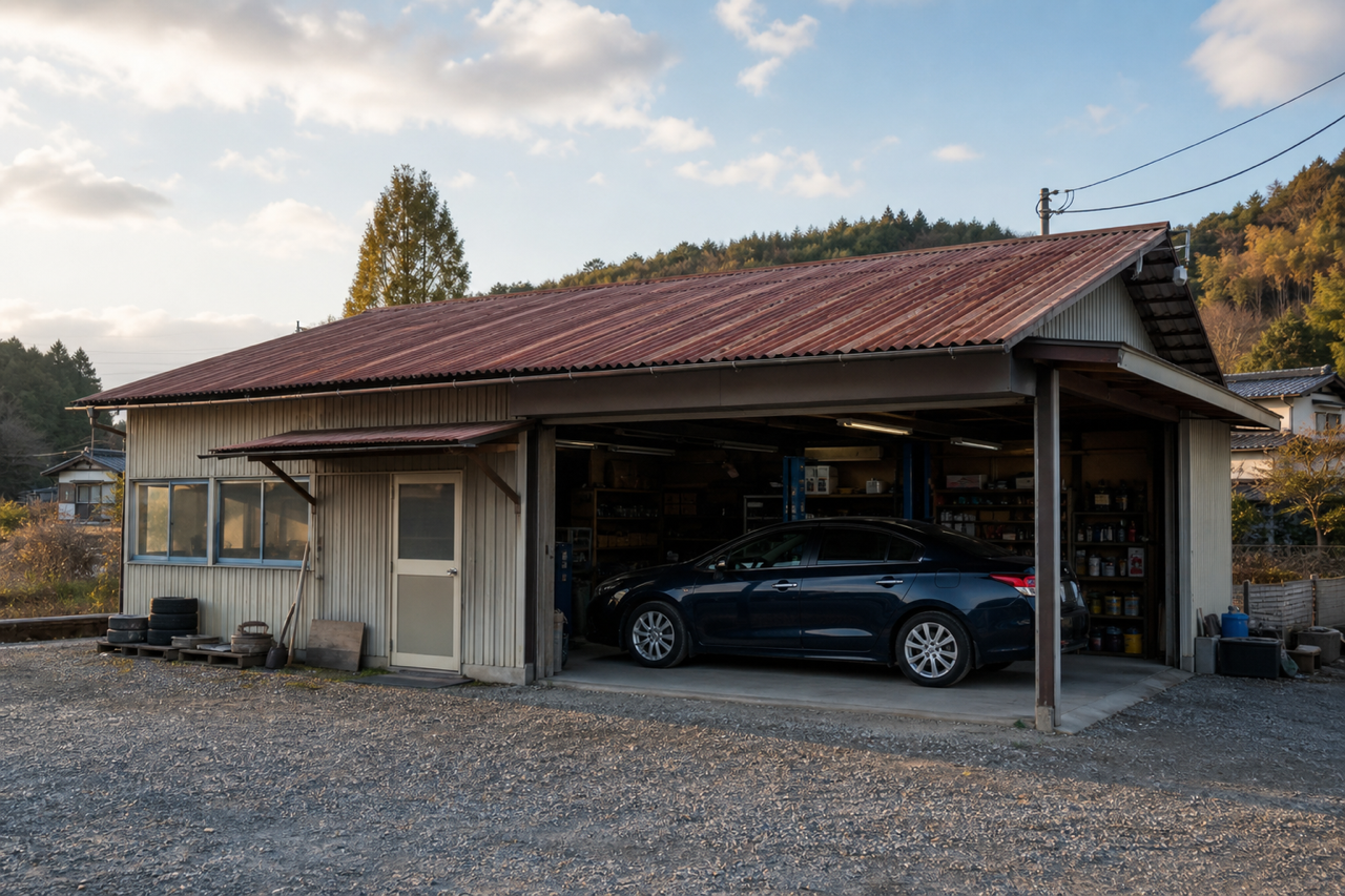 桜井自動車整備工場の工場外観